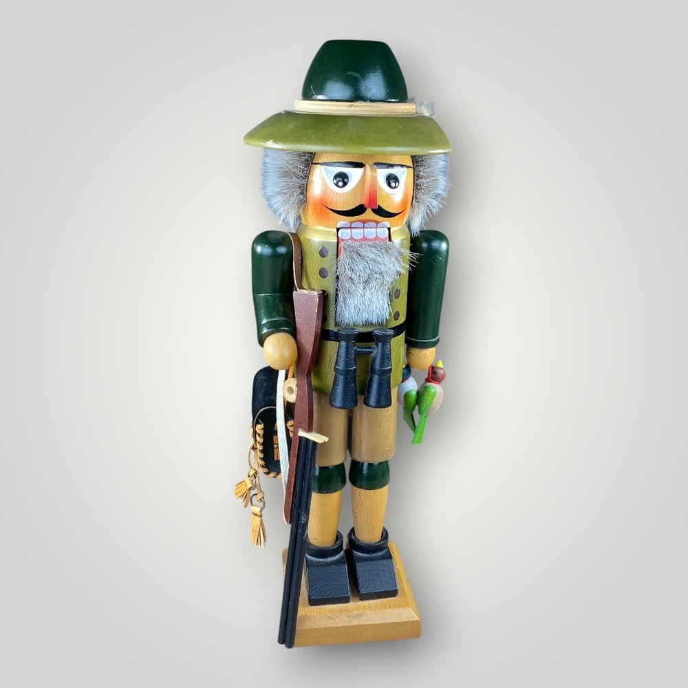 Steinbach Nutcracker Bird Hunter Woodsman 15" Green Vintage Germany 1990s